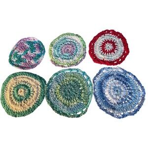Crocheted Dish Cloths Handmade Round Lot Of 6